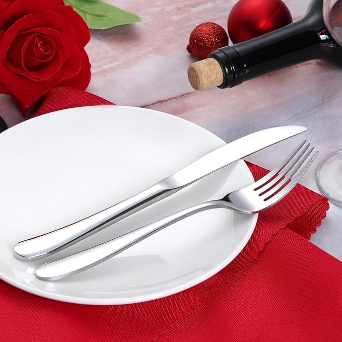Onader 65 Piece Heavy Duty Silverware Set with Serving Pieces, Stainless Steel Cutlery Flatware Set for 12