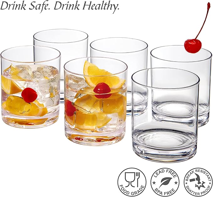 Amazing Abby - Probity - 12-Ounce Plastic Tumblers (Set of 6), Reusable Plastic Cups, BPA-Free, Shatter-Proof, Dishwasher-Safe