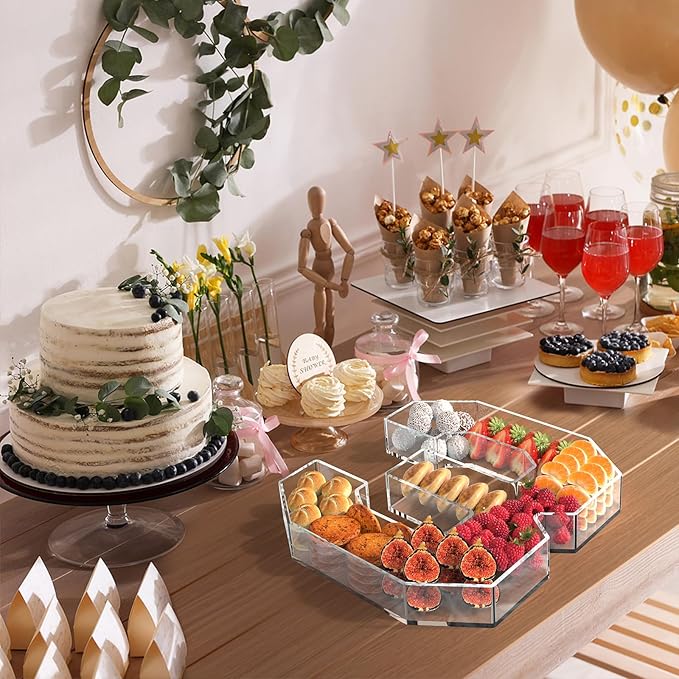 11" Acrylic Number Charcuterie Tray, Fillable Number Charcuterie Box for Food, Reusable Serving Cake Candy Dish Display Tray for Birthday Anniversary Party Decoration (Square Number 3)