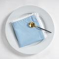 Fingercraft Dinner Cloth Napkin Cotton Linen Blend 12 Pack 12In Mitered Corners with Elegant Lace for Everyday Use Napkins Cloth are Pre Shrunk and Good Absorbency Sky Blue
