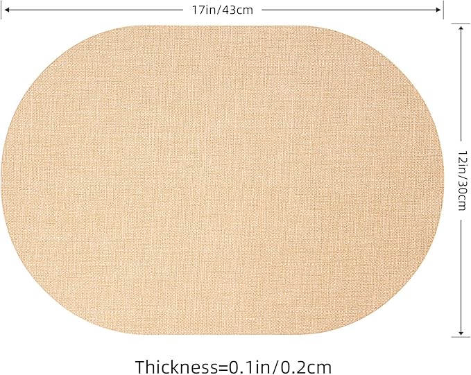 Oval Placemats for Dining Table Set of 4, Washable Leather Table Mats, Waterproof Heat-Resistant Non-Slip Kitchen Placemats, Simple Style Oval Design