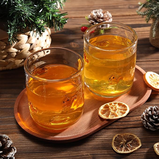 Icon Juice Glasses, 14oz Stemless Wine Drinking Juice Glass Cup for Valentine Party Supplies Gift(2 Pcs,Squirrel)