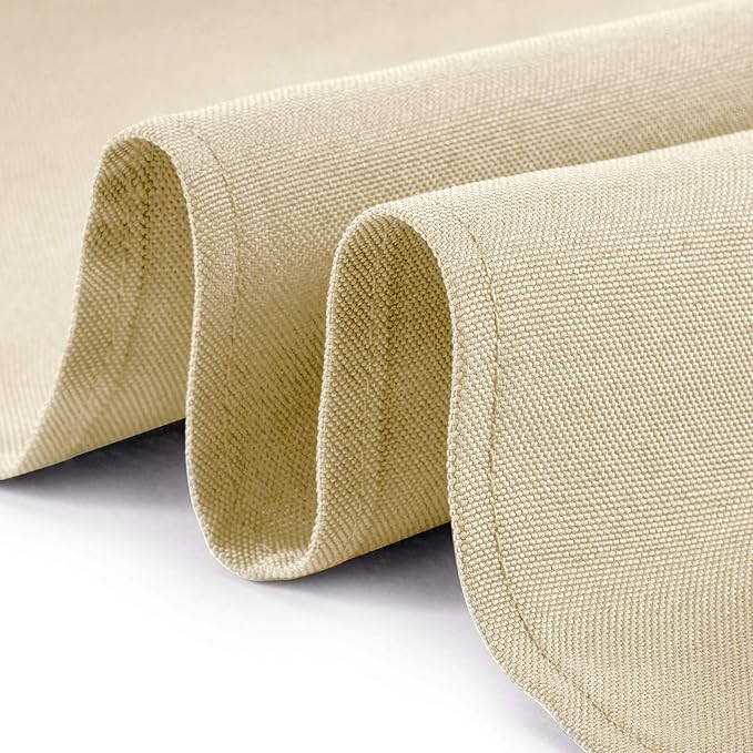 Lann's Linens - 120" Round Premium Tablecloth for Wedding/Banquet/Restaurant - Polyester Fabric Table Cloth - Beige