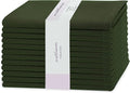 PurpleEssences Set of 12 Cloth Dinner Napkins 100% Cotton 18x18 Inch - Soft Durable Washable - Ideal for Farmhouse Party Christmas Holiday Winter - Perfect Everyday Use Table Linen - Olive Green
