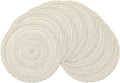 SHACOS Boho Round Placemats Set of 8 Braided Border Round Place Mats 15 inch Washable Dining Table Mats for Home Wedding Holiday Party (Ivory Bordered, 8)