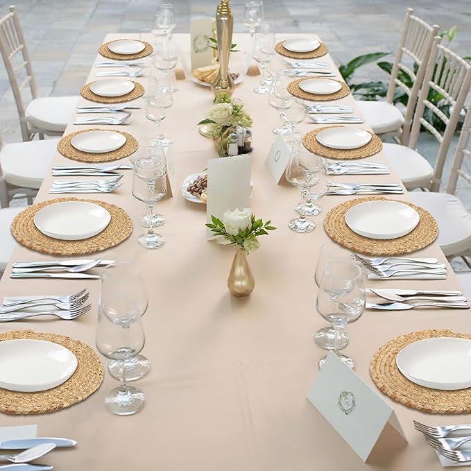 Kochorie Set of 24 Round Woven Placemats 13.5-Inch Natural Water Hyacinth Plant Placemats Hand-Woven Boho Rattan Placemat Wicker Weave Table Mats for Home Dinner Plates Holiday Supplies