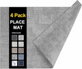 homing Faux Leather Heat Resistant Placemats 4 Packs, Waterproof Wipeable Dining PU Place Mats for Indoor & Outdoor, Easy to Clean, Light Grey