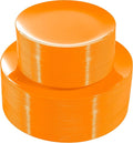 PULOTE 100PCS Orange Plastic Plates - Premium Hard Orange Disposable Include 50 Each(10.25 Inch Dinner & 7.5 Inch Dessert) Plates, Ideal for Party