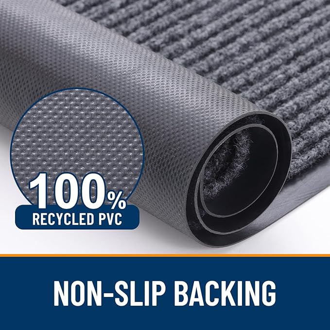 OLANLY Front Door Mat Indoor Outdoor Entrance, Waterproof Heavy Duty Doormat, Fade Resistant, Low Profile, Easy Clean Patio Porch Welcome Floor Mats for Entry, 71x34, Grey