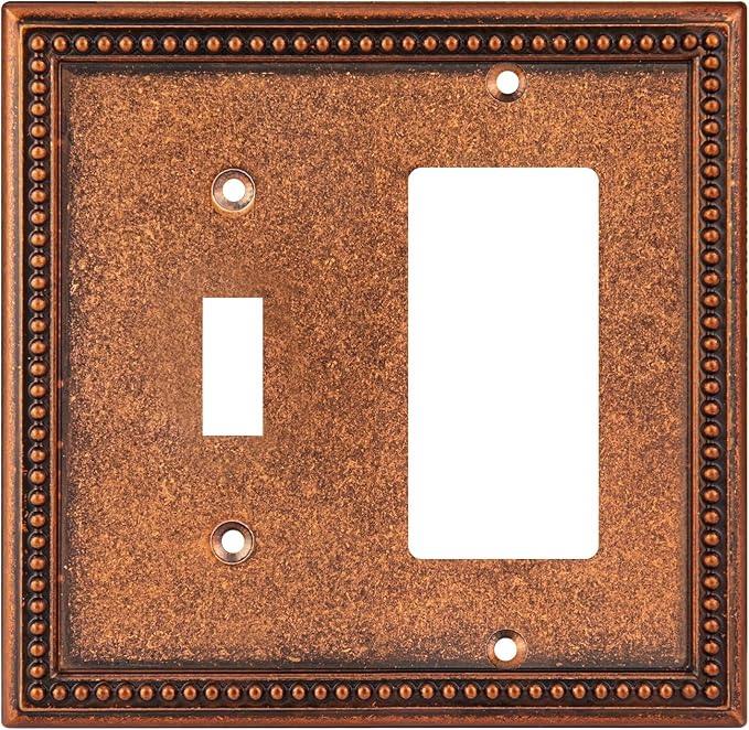 Henne Bery Raised Pearls Decorative Wall Plate Switch Plate Outlet Cover (Toggle/Decorator, Sponged Copper)
