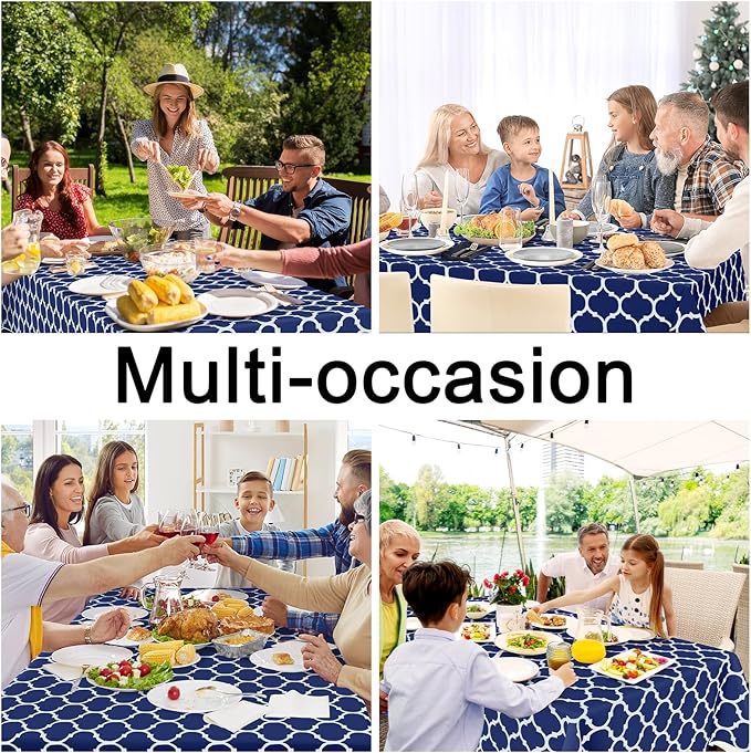 Smiry Rectangle Table Cloth, Waterproof Vinyl Tablecloth with Flannel Backing for Rectangle Tables, Wipeable Spillproof Plastic Tablecloths for Dining, Camping, Indoor and Outdoor (54"x120", Navy)
