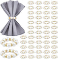Peacoblue 120Pcs Gold Napkin Rings Imitation Pearl Ring Napkin Holder for Table Decor Settings, Vintage Napkin Ring for Wedding Christmas Thanksgiving Day Party