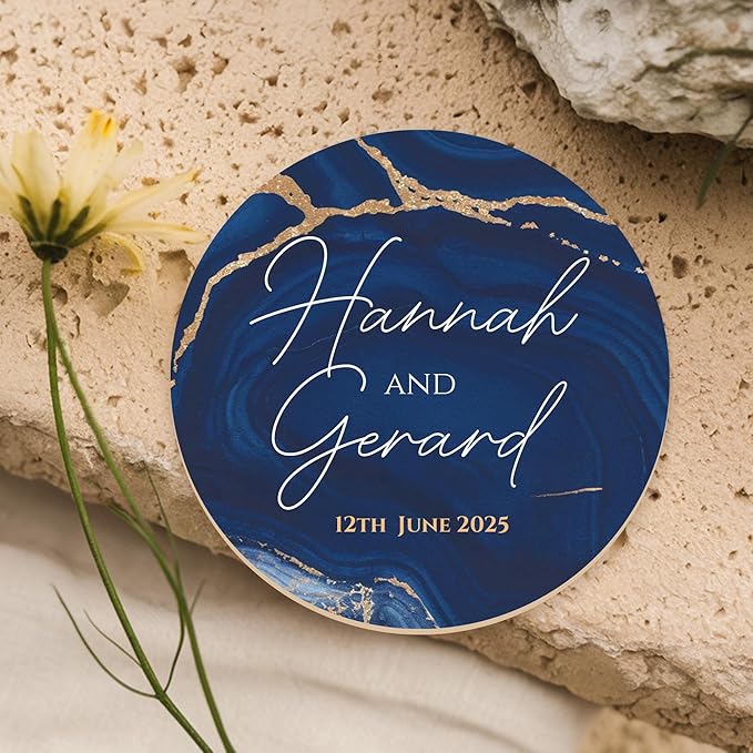 100 Pack Personalized Wedding Coasters, Custom Cardboard Coasters for Drinks with Photo Print and Text, Keepsake Wedding Favors and Gifts for Couples, 3.95" Round (Design 5)