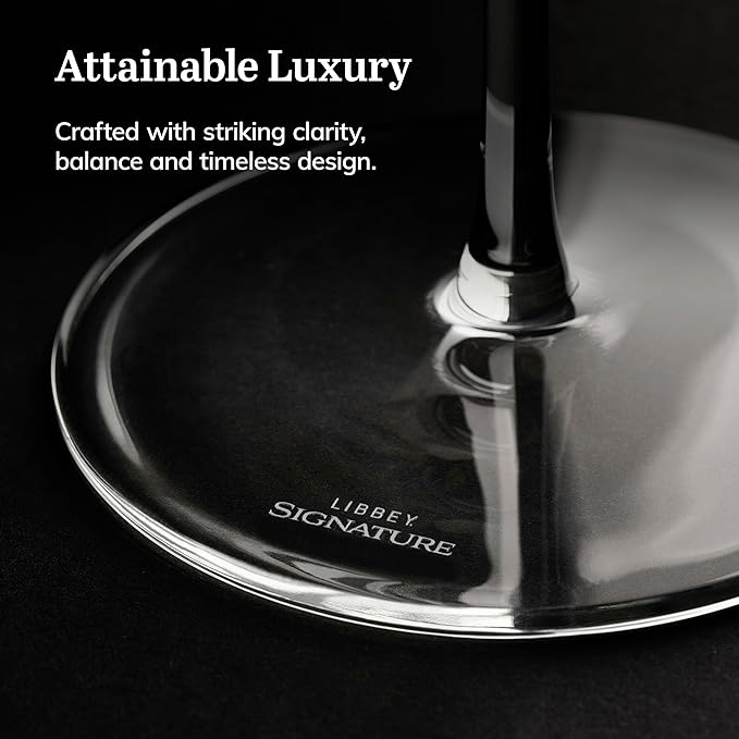 Libbey Signature Kentfield Wine Glasses, 13.25-Ounce, Set of 4, Made in USA, Dishwasher Safe, Classic Stemmed Glassware, Gift Box