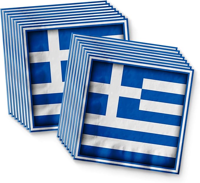 Greek Flag Greece Birthday Party Supplies Set Plates Napkins Cups Tableware Kit for 16