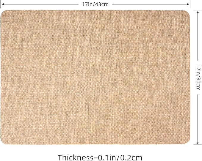 Heat Resistant Placemats Set of 2, 17x12in Waterproof Wipeable Faux Leather Non Slip Table Mats, Easy to Clean, Stain Resistant, for Kitchen Dining Room-– Warm Tan
