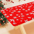Smiry Plastic Christmas Tablecloth, Snowflake Wipeable Flannel Backed Vinyl Tablecloth, Waterproof Elastic Fitted Table Cover for Christmas Dinner, and New Year Celebration (White & Red, 30x48 Inches)