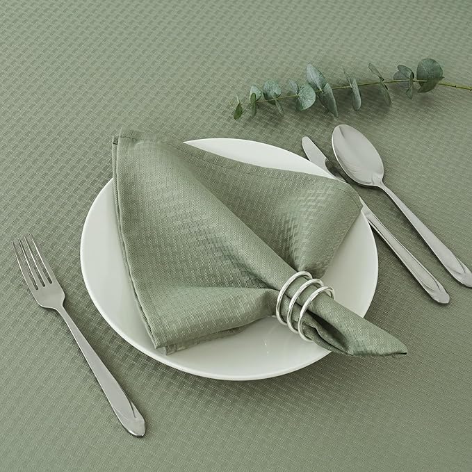 maxmill Cloth Napkins Weaved Texture Pattern Soft Comfortable and Luxury Serviette for Restaurant Family Dinners Weddings Parties and Banquets Set of 4 Pieces, 20 x 20 Inch Sage Green