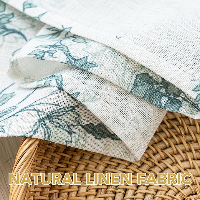 H.VERSAILTEX Linen Table Cloths Floral Printed Tablecloth Spill-Proof Waterproof Table Cover for Dining Buffet Feature Soft and Thick Fabric Wrinkle Free, 60 x 60 Inch, Retro Floral - Sage