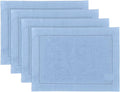 Solino Home Linen Cloth Placemats Set of 4-100% Pure Linen Hemstitch Cornflower Blue Placemats 14 x 19 Inch - Classic Hemstitch Table Place Mats for Spring, Easter