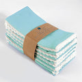 FINGERCRAFT Dinner Cloth Napkin Cotton Linen Blend 4 Pack Mitered Corners with Elegant Lace for Everyday Use Napkins are Pre Shrunk and Good Absorbency Sky Blue