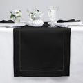 Solino Home Linen Black Table Runner 120 Inches Long - 100% Pure Linen 14 x 120 Inch Table Runner for Spring, Easter - Classic Hemstitch