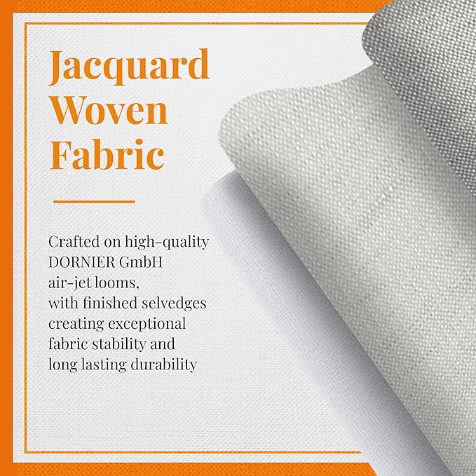 Premium European Cloth Table Linen Placemats - 56% Cotton 44% Linen Fabric, Jacquard Woven Design - For All Occasions or Daily Use - Machine Washable - Carlo Lamperti Italy - White, 20"x14" (Set of 4)