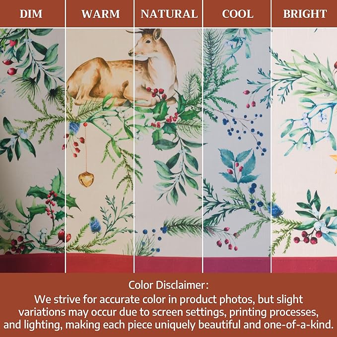 Maison d' Hermine Table Cloth Rectangle Table 100% Cotton 60 x 90 Inches Fall Tablecloth Reusable Everyday Use for Thanksgiving Christmas Decorations Dining Farmhouse Party (Holly Time)