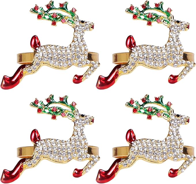Napkin Rings Set of 8 Silver Set of 8 Napkin Rings Christmas, Holidays, Thanksgiving (Deer-2)