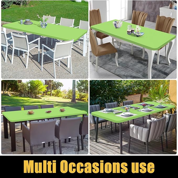 Smiry Rectangle Picnic Table Cloth, Waterproof Elastic Fitted Tablecloths for 4 Foot Tables, Washable Polyester Table Cover for Camping, Indoor and Outdoor (Lime Green, 24"x48")