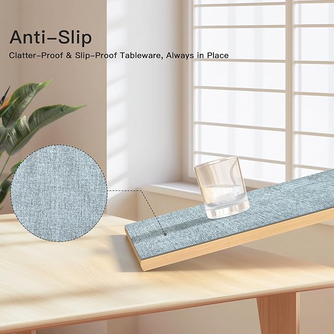 DOLOPL Placemats Set of 12, Reversible Wipeable & Heat Resistant Place Mats, Modern Faux Leather Table Mats for Kitchen, Neutral Waterproof Tablemats for Dining Table Decor, Wedding, Party(Dusty Blue)