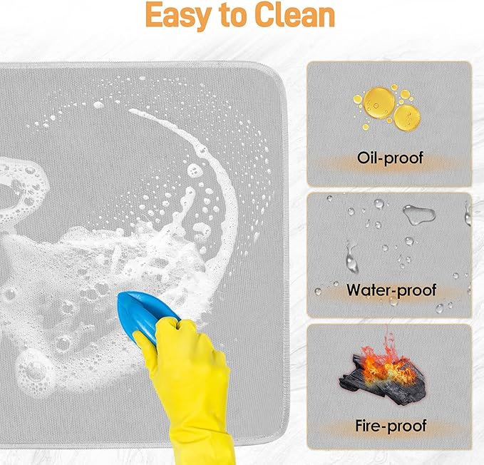 Heat Resistant Mat for Air Fryer, 15 x 18in Heat Resistant Mat for Countertop, Fireproof Silicone Countertop Protector Appliance Slider for Air Fryer, Coffee Maker, Toaster, Oven (Grey)