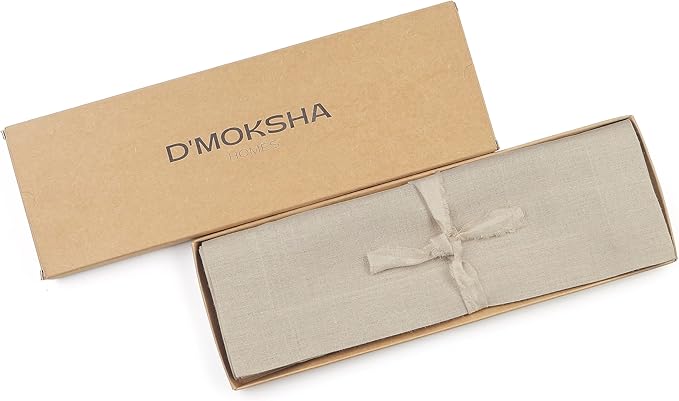 D'Moksha Homes Linen Natural Placemats Set of 4-100% Pure Linen Placemats 14 x 19 Inch for Valentines, Spring, Easter - Handcrafted and Machine Washable