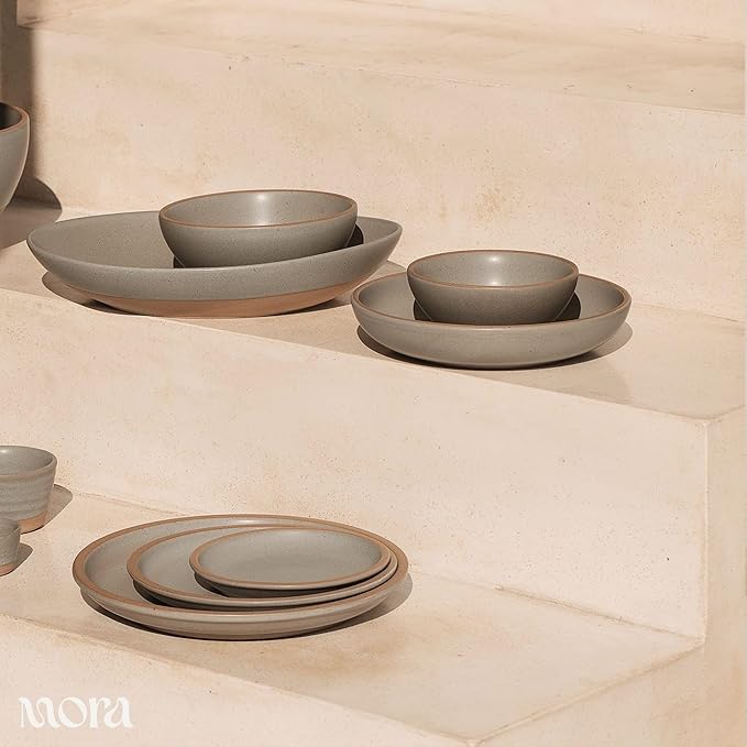 MORA Small Bowls Set of 4, 16oz Ceramic Pottery Dessert Bowls - Microwave, Oven and Dishwasher Safe - Peppercorn