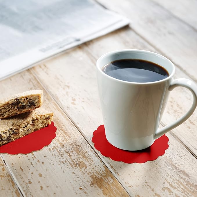 Disposable Red Paper Coasters for Drinks, 3.5 Inch Round Coasters for Bar, Cocktail, Beverage, Wine Or Event, 500 Pack Bulk