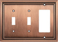Henne Bery Sunken Pearls Heavy Duty Decorative Wall Plate Switch Plate Outlet Cover (Double Toggle/Single Decorator, Antique Copper)