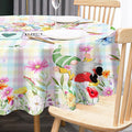 Spring Tablecloth Round, 70 Inch Gnome Flowers Buffalo Check Plaid Kitchen Table Cover for Dining Room Indoor Decor