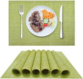 DACHUI Placemats Set of 4, Linen Look Woven Place Mats, Water Resistant, Heat Resistant, Washable, Durable Table Mats (Green)