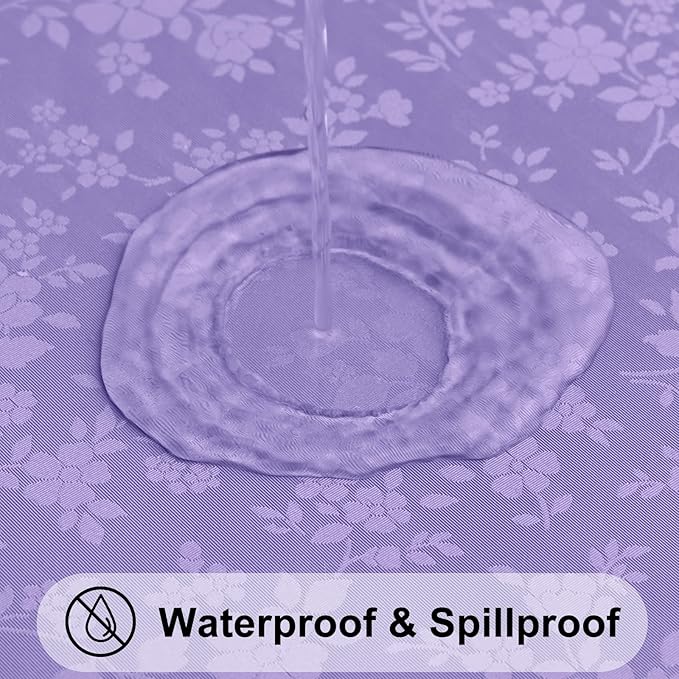 Smiry Round Table Cloth, Waterproof Heavy Duty Vinyl Tablecloths, Wipeable Washable Table Cover for Kitchen and Dining Room (Purple, 60" Round)