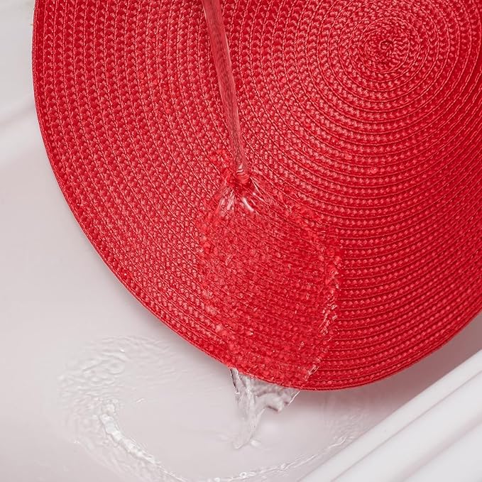 AHHFSMEI Round Braided Placemats 15 Inch Round Table Mats for Dining Tables Natural Woven Heat Resistant Place mats Set of 8 (red,8)