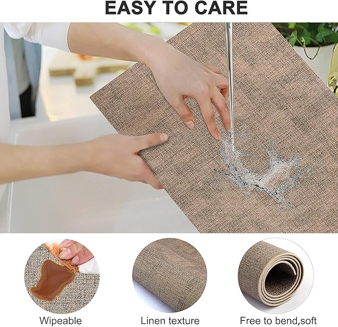 Leather Heat Resistant Placemats Set of 6 Waterproof Wipeable Washable PU Table Mats,Easy to Clean Anti-Slip Place Mats (Dark Brown, 6)