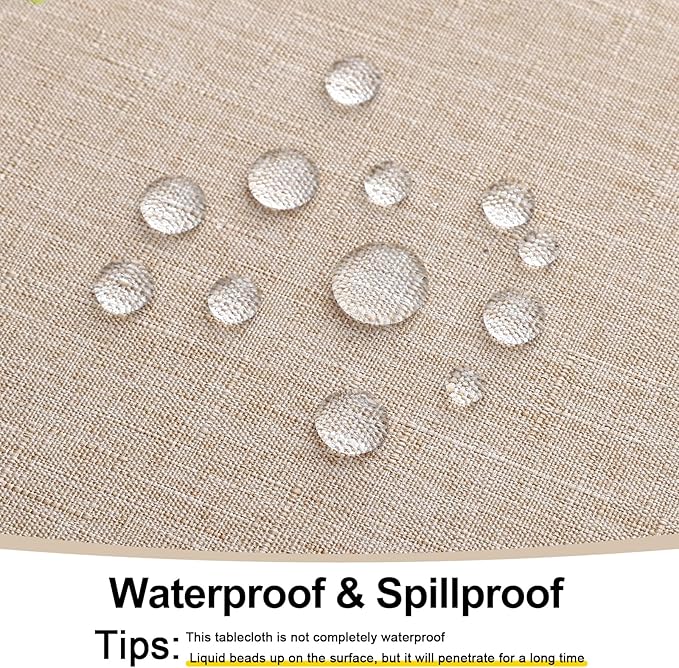 Smiry Rectangle Table Cloth Linen Textured, Waterproof Spillproof Anti-Wrinkle Burlap Tablecloth, Washable Decorative Fabric Table Cover for Dining, Party, Banquet, 60 x 102 Inch, Linen