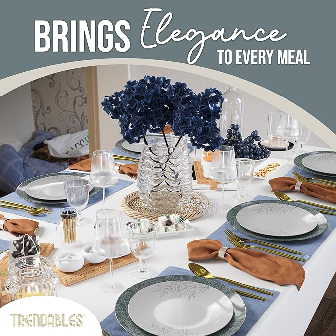 Trendables Disposable Dinnerware Decorative Plates Plastic Disposable Plates Set For 40 Guests 40 x 8 Inch Dessert Plate & 40 x 10 Inch Wedding Party Plate Set Aleh
