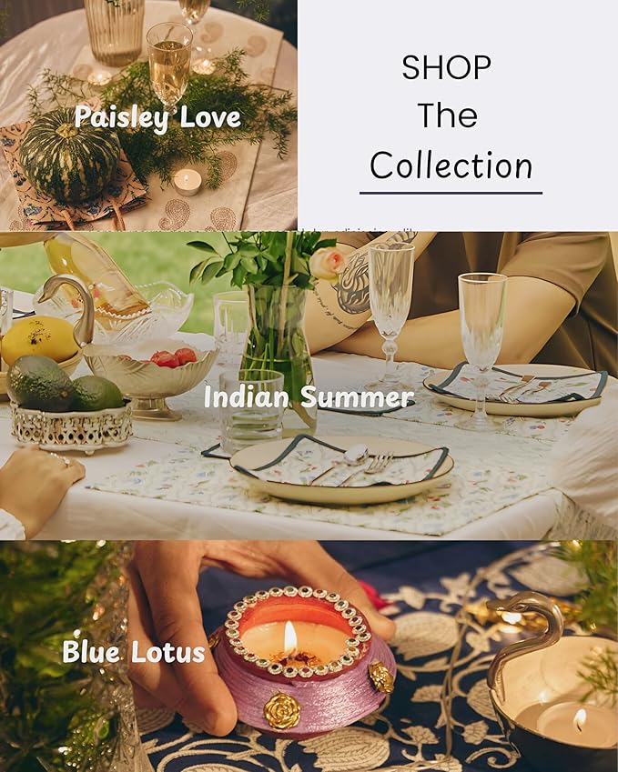 Handmade Cotton Placemats – Artisan Block-Printed Table Placemats | Soft, Washable & Timeless Dining Table Décor for Everyday Gatherings (Paisley Love | Set of 4)