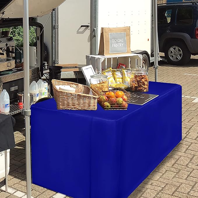 HolidayIdeas Royal Blue Fitted Tableclothes - 72 x 30 Inch - 2 Pack Rectangle Table Covers for 6 Foot Tables, Polyester Fabric Tablecloths for Parties, Holiday Dinner, Trade Show