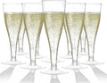 Prestee 100 Pack Clear Plastic Champagne Flutes - 4.5 oz Durable Disposable Champagne Glasses for Parties, Weddings, Toasting and Large Celebrations - Elegant Wine Glasses Stemware for Easy Cleanup