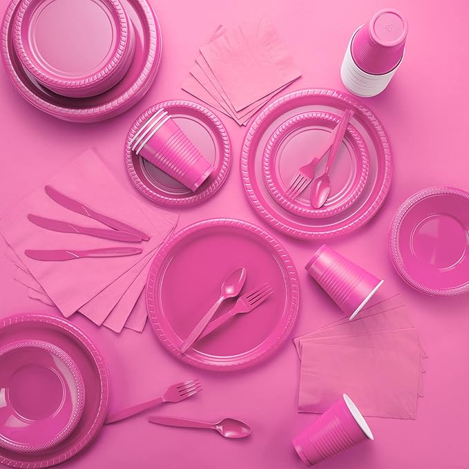 100 Pack Pink Beverage Napkins, Big Party Pack, 2 Ply, Ideal for Wedding, Party, Birthday, Dinner, Lunch, Cocktails. (5” x 5”) by Amcrate