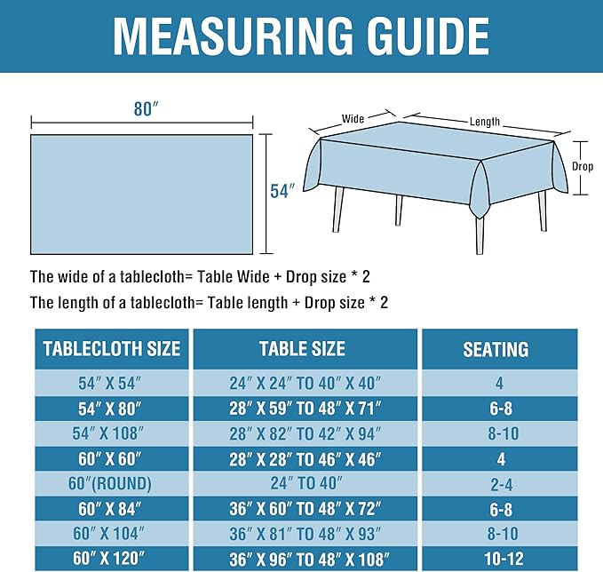 H.VERSAILTEX Linen Textured Table Cloths 54 x 80 Inch Premium Solid Tablecloth Spill-Proof Waterproof Table Cover for Dining Buffet Feature Extra Soft and Thick Fabric Wrinkle Free, Aqua