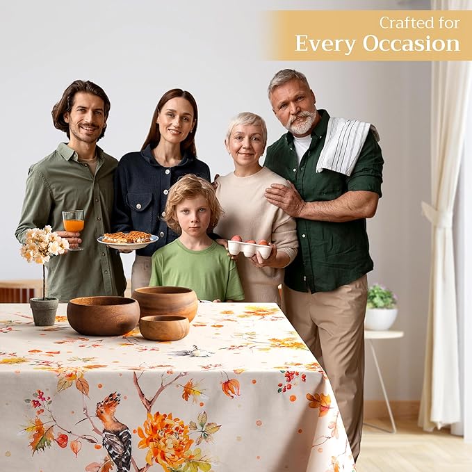 Maison d' Hermine Table Cloth Rectangle Table 100% Cotton 60 x 108 Inches Fall Tablecloth Reusable Everyday Use for Thanksgiving Christmas Decorations Dining Farmhouse Party (Kelim - Prairie)