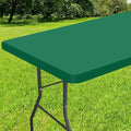 Smiry Rectangle Tablecloth, Elastic Fitted Flannel Backed Vinyl Tablecloths for 8ft Folding Tables, Waterproof Wipeable Table Covers for Indoor, Outdoor, Picnic and Camping (Emerald Green, 30"x96")